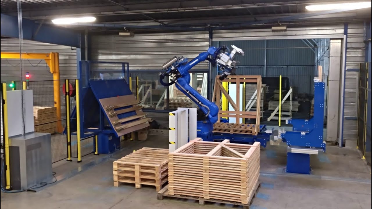Robot Yaskawa ứng dụng trong hệ thống sửa pallet